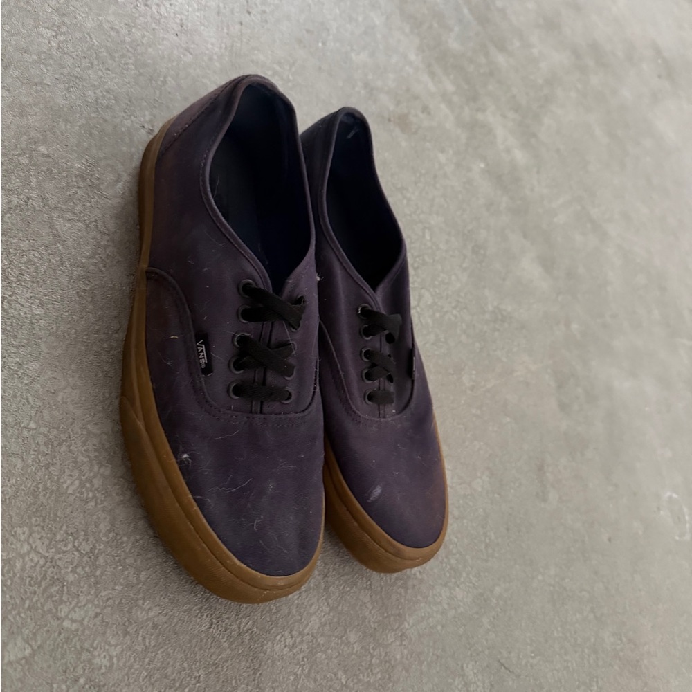 Vans Men's Navy Canvas Sneakers with Brown Sole